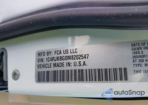 2021 Jeep Grand Cherokee L Limited 4X4 from USA, damaged, VIN 1C4RJKBG0M8202547